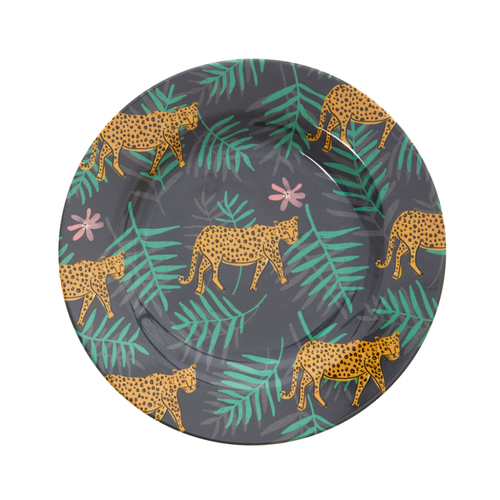 Leopard & Leaves Print Melamine Side Plate Rice DK